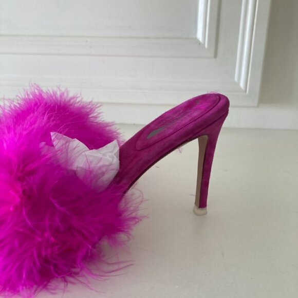 NWOT Jeffery Campbell Free People Lily Pointed Toe Feather Heels Pink Sz 6 - Picture 3 of 8